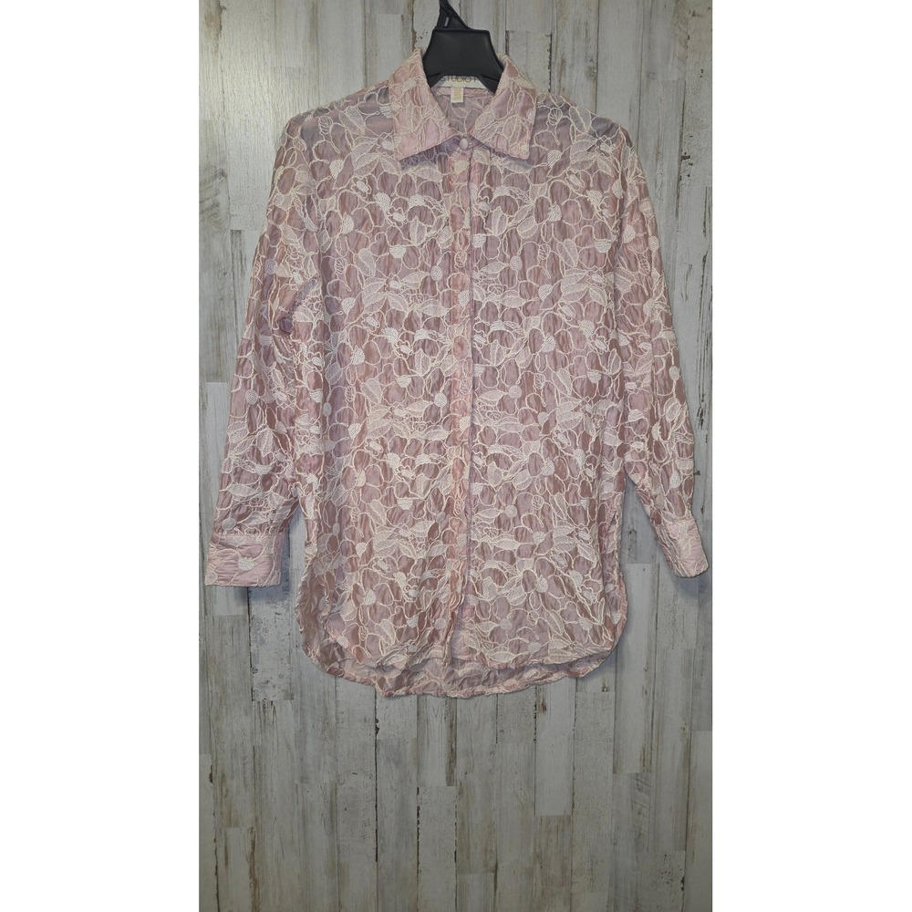 STUDIO F size XS Embroidered Button Shirt Tunic Collared Bohemian Prairie